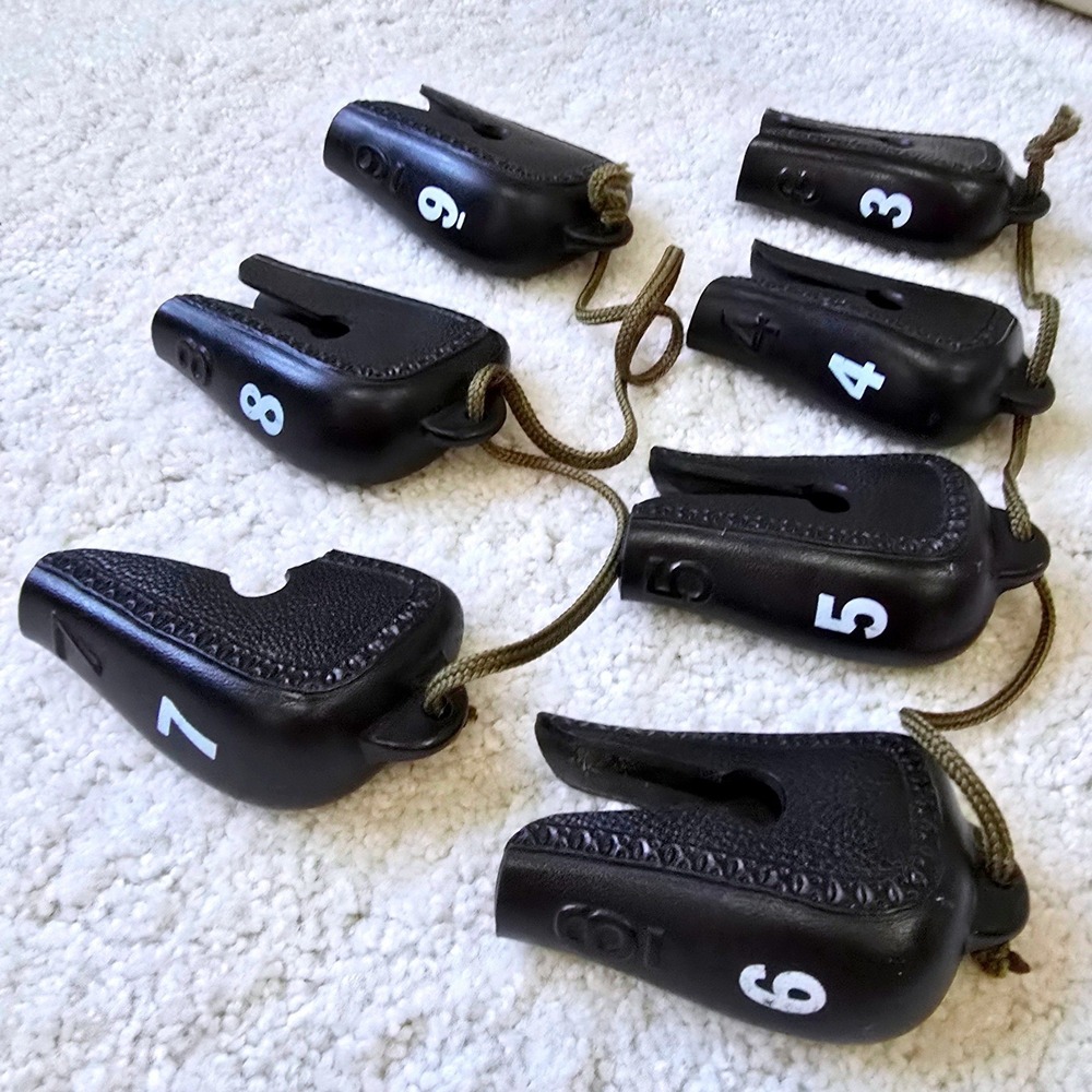 Vintage Golf Iron Headcovers‎ 3-9 Black Tethered Rubber Set of 7
